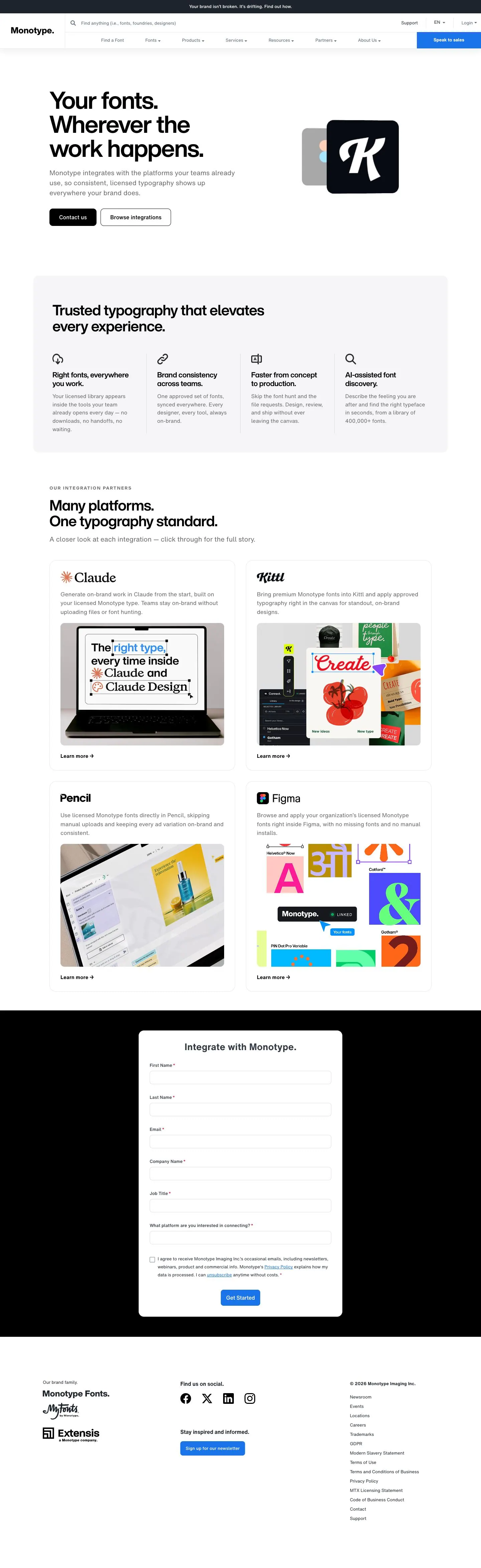 Monotype — Landing page