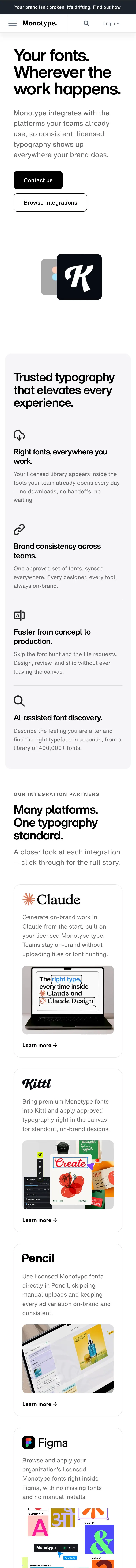 Monotype — Landing page