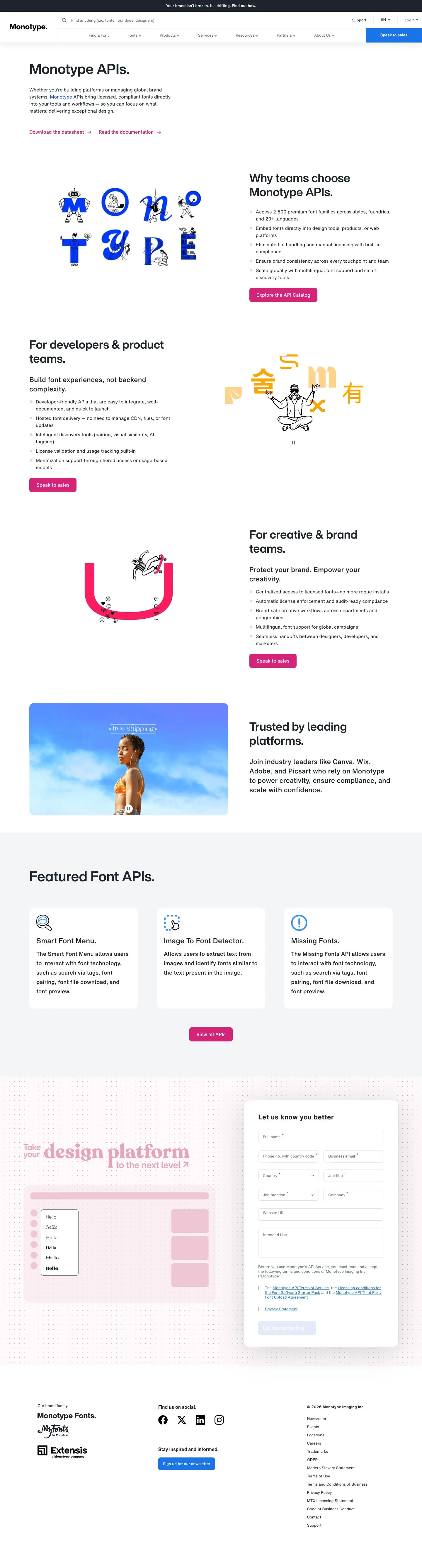 Monotype — Landing page