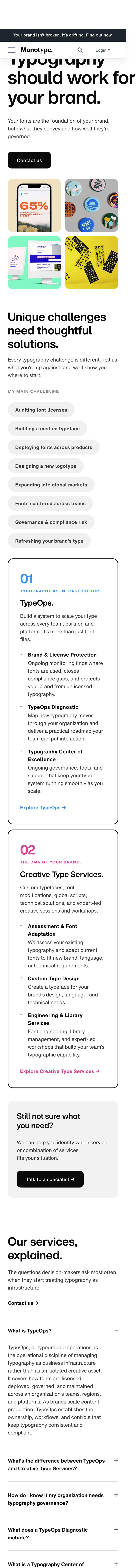 Monotype — Landing sahifa