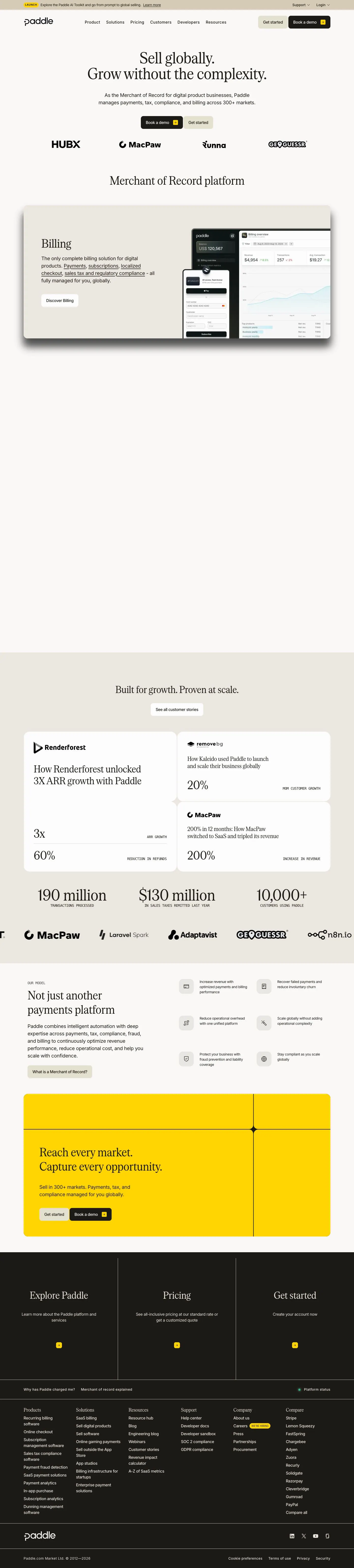 Paddle — Landing page
