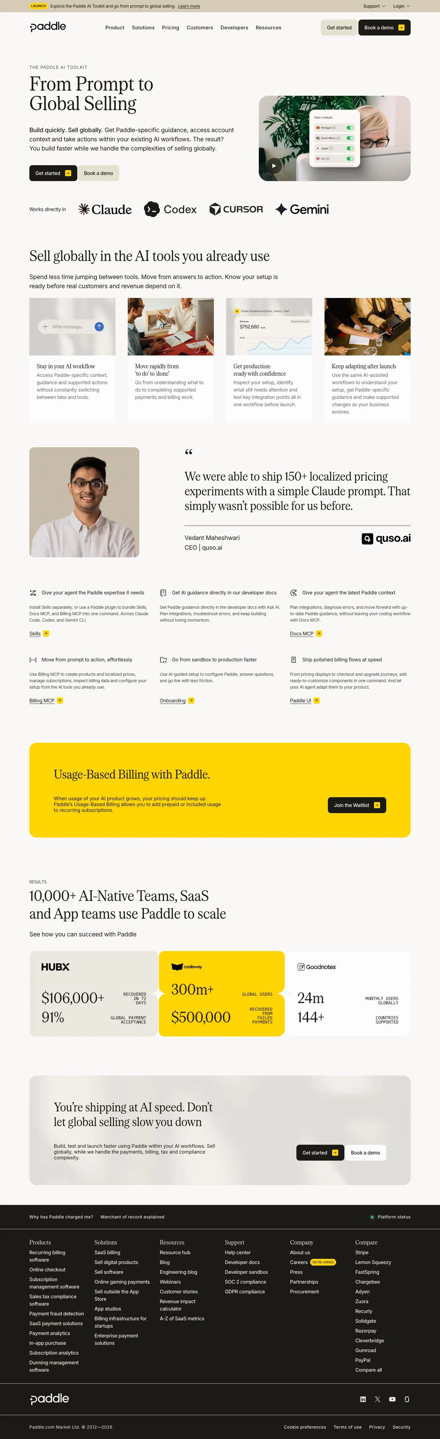 Paddle — Landing page