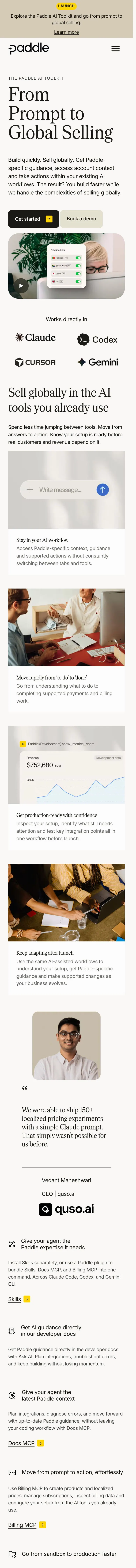 Paddle — Landing page