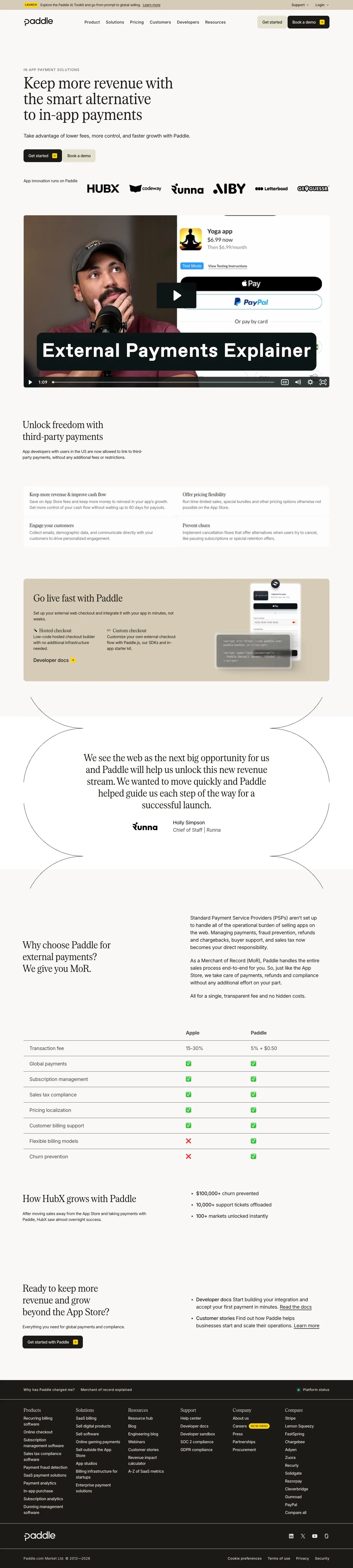 Paddle — Landing page