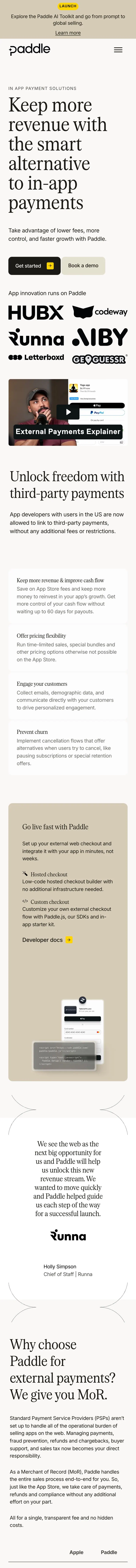 Paddle — Landing page