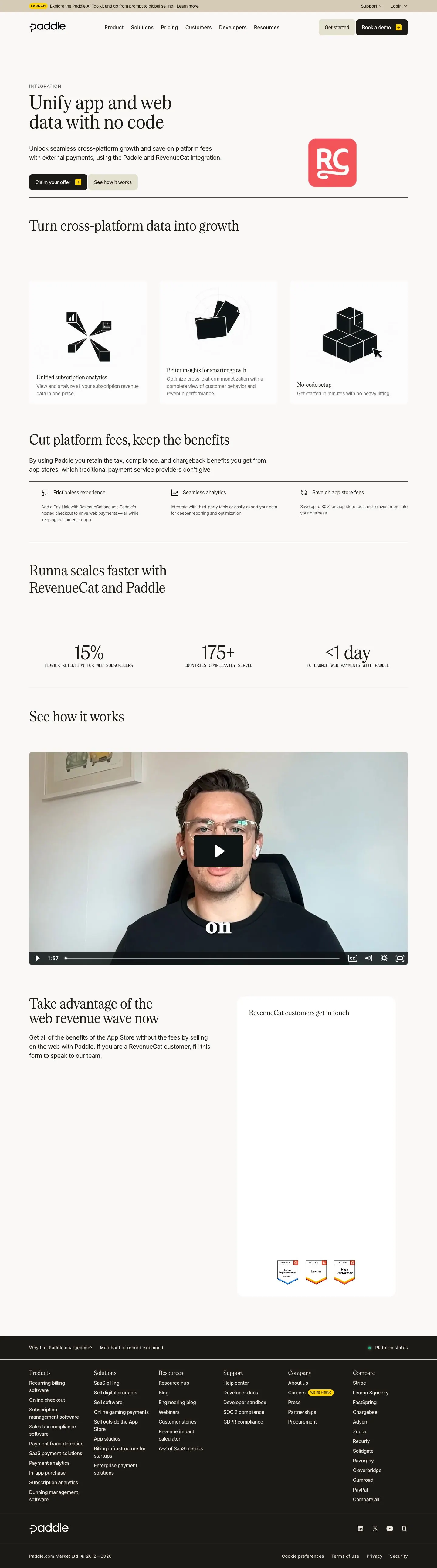 Paddle — Landing page