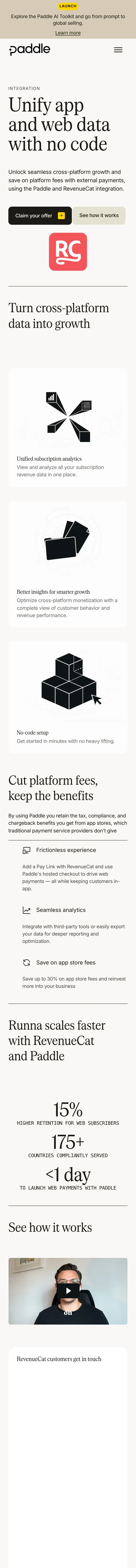 Paddle — Landing page
