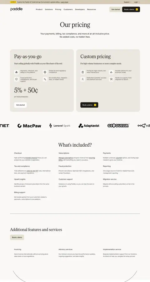 paddle.com — Narxlar
