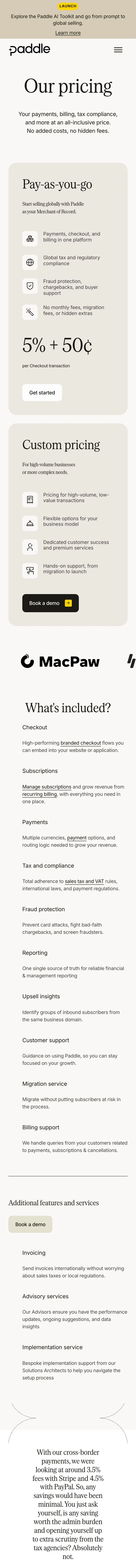 Paddle — Pricing