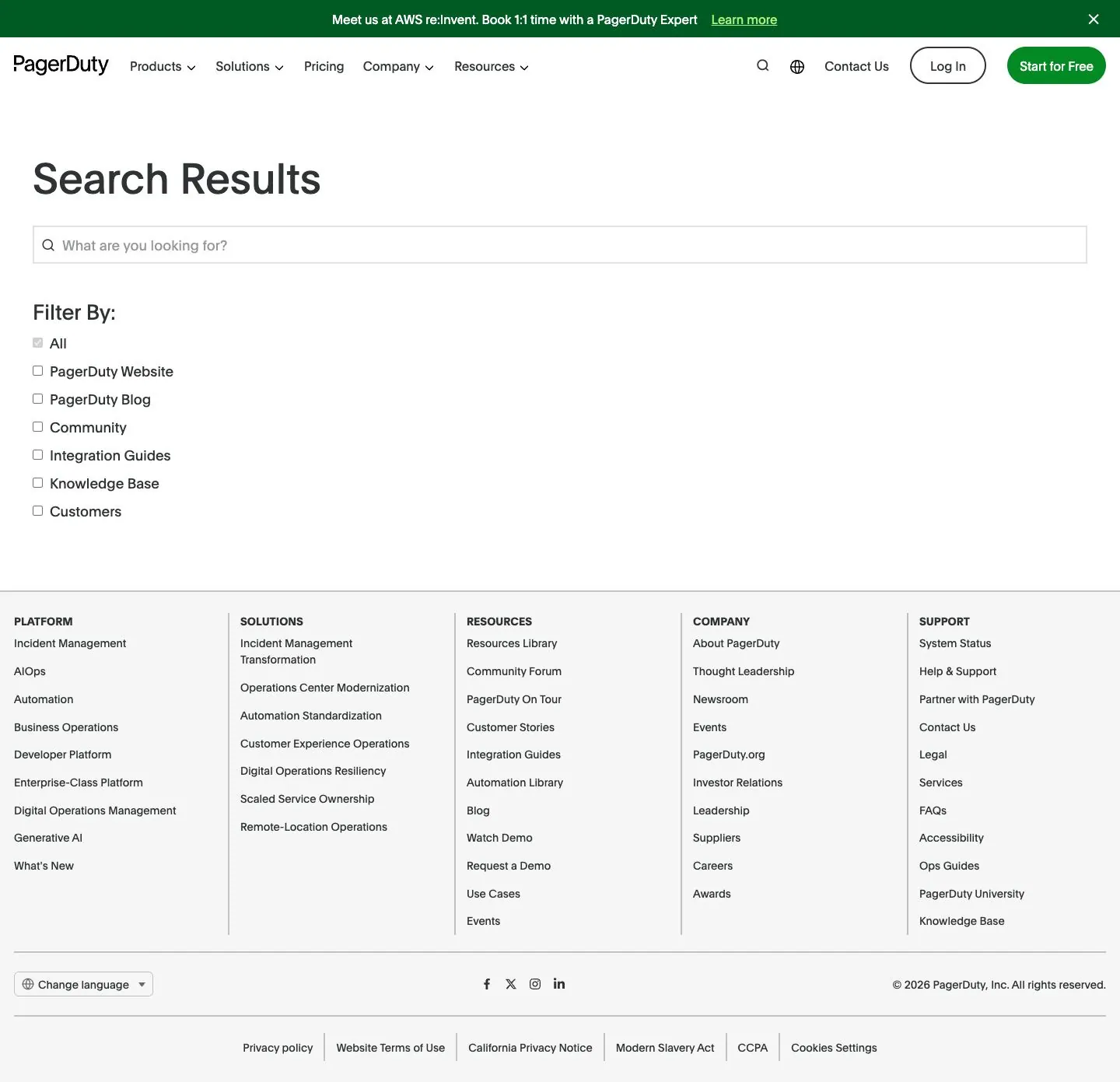 PagerDuty — Search