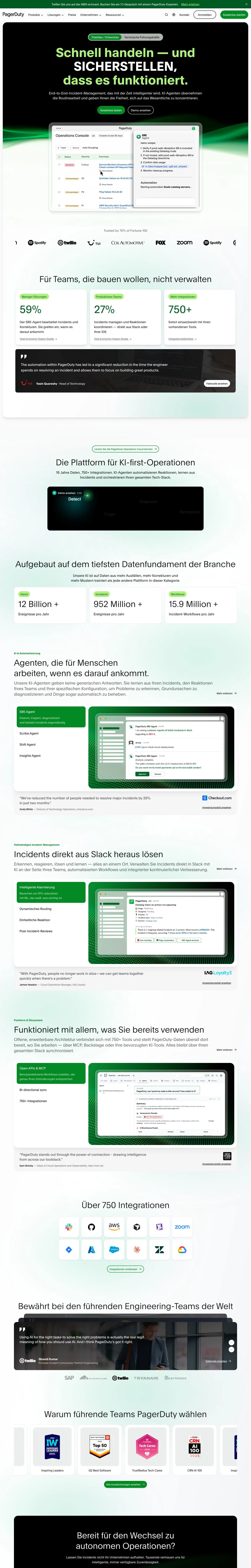 PagerDuty — Landing page