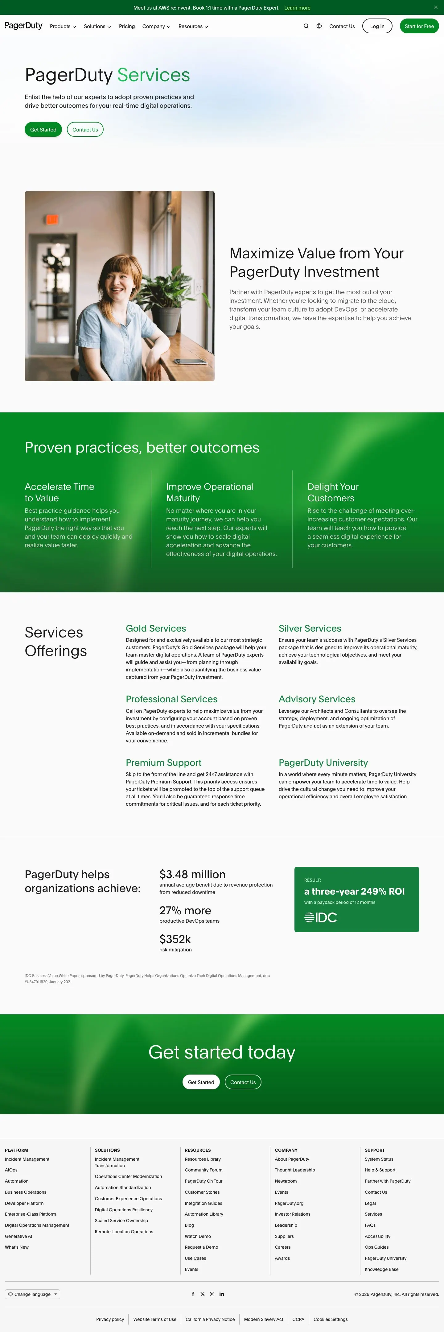 PagerDuty — Landing page