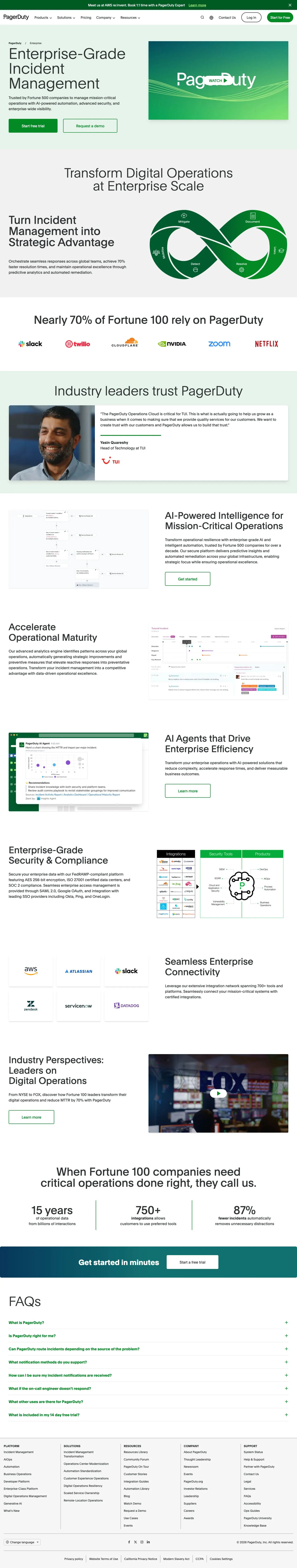 PagerDuty — Landing page