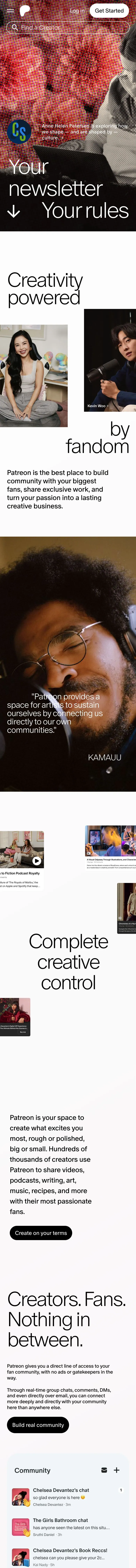 Patreon — Landing page