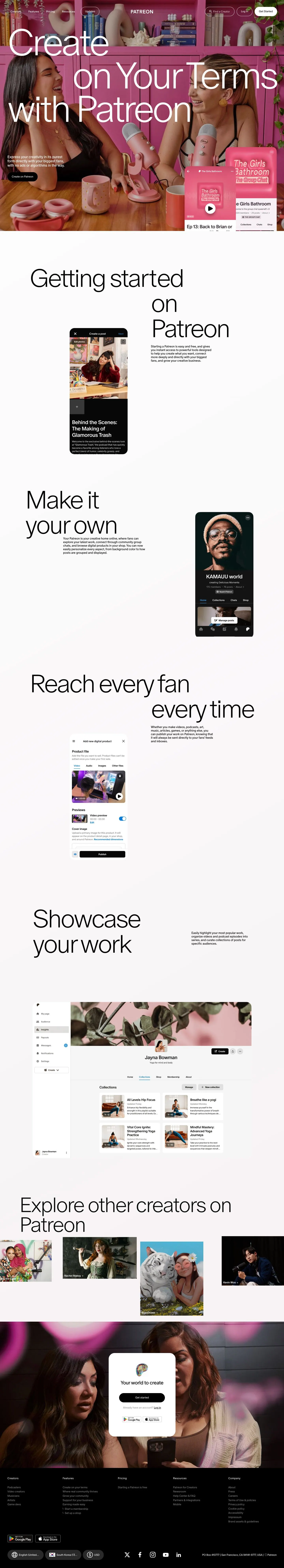 Patreon — Landing page
