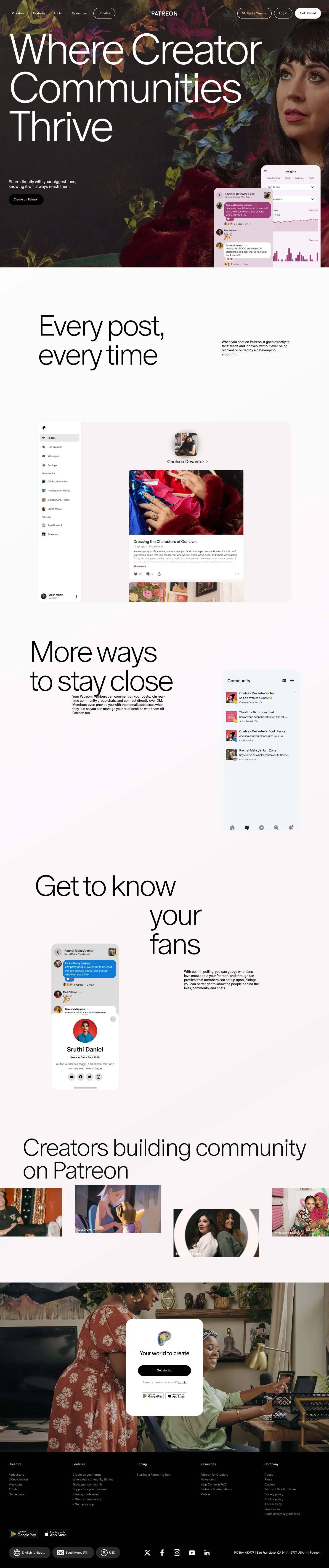 Patreon — Landing page