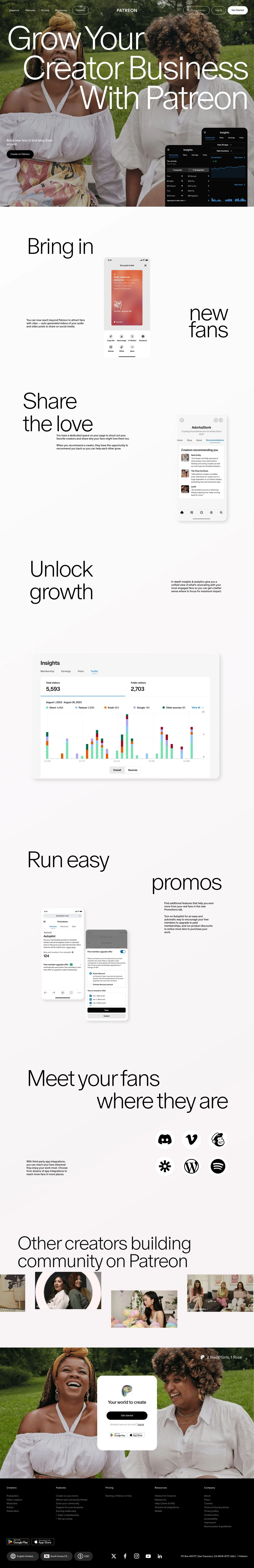Patreon — Landing page