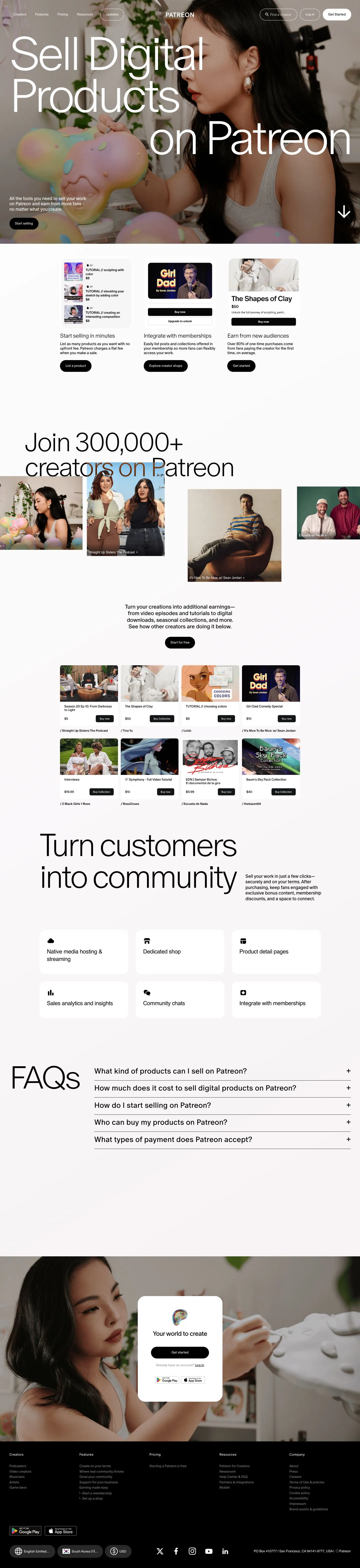 Patreon — Landing page