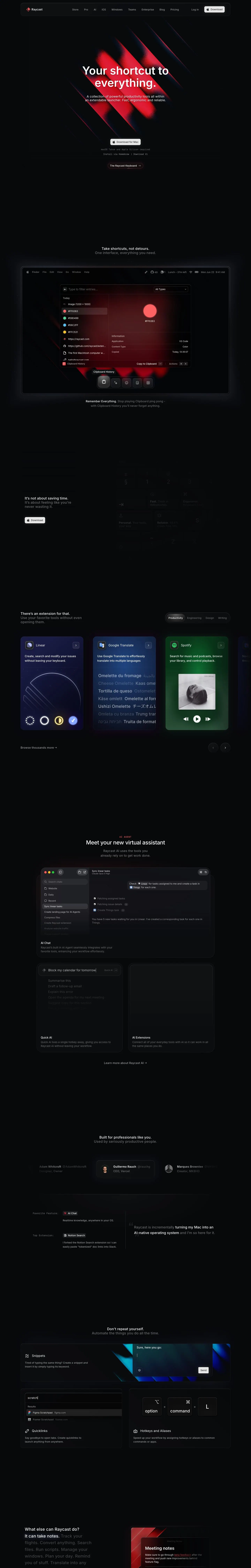 Raycast — Landing page