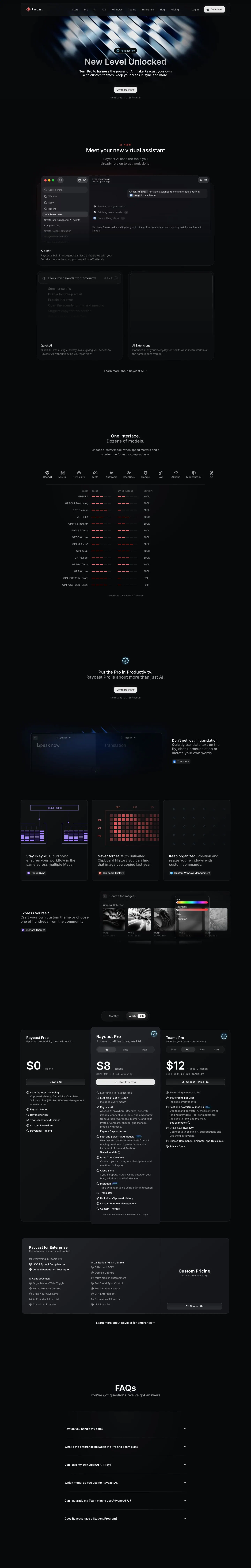 Raycast — Landing page