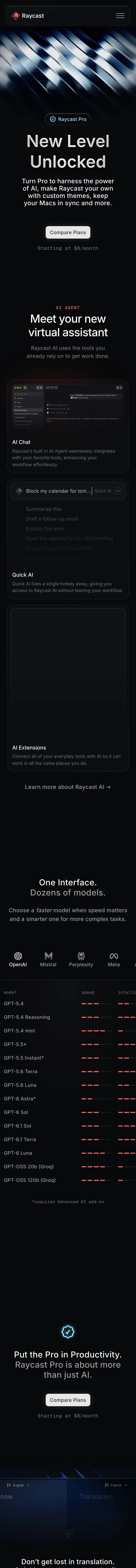 Raycast — Landing page