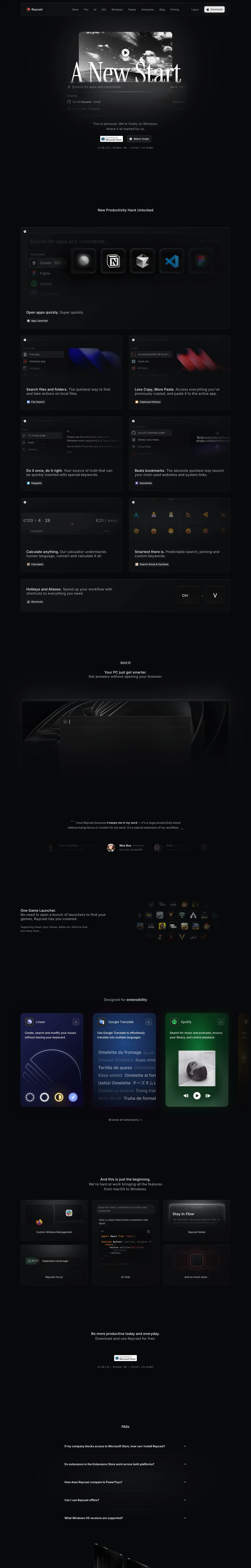 Raycast — Landing page