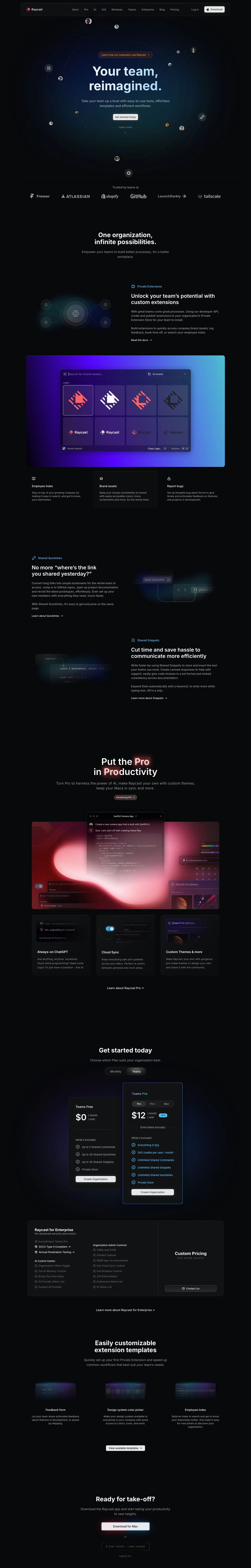 Raycast — Landing page