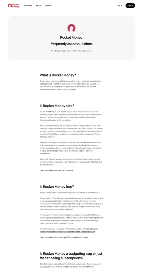 rocketmoney.com — Yordam va FAQ