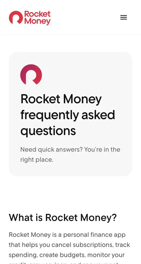 rocketmoney.com — Yordam va FAQ