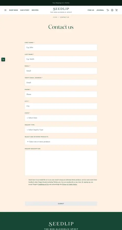 seedlipdrinks.com — Aloqa