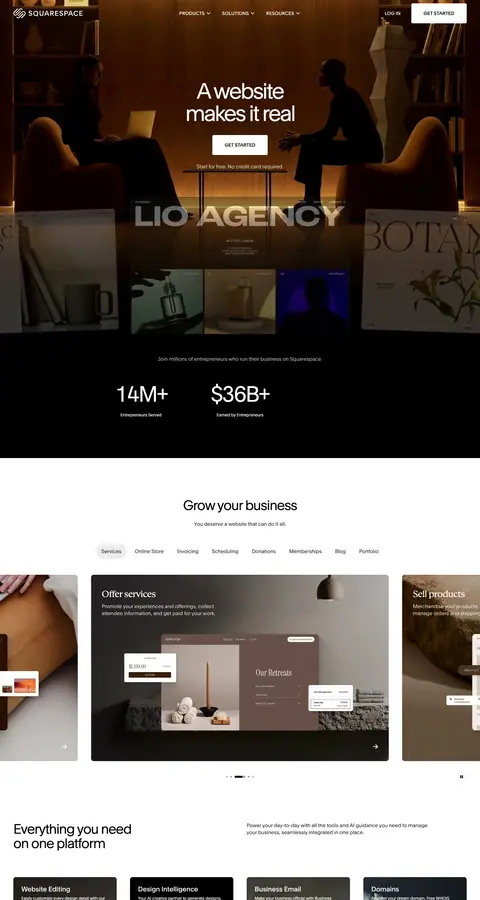 Squarespace — Landing page