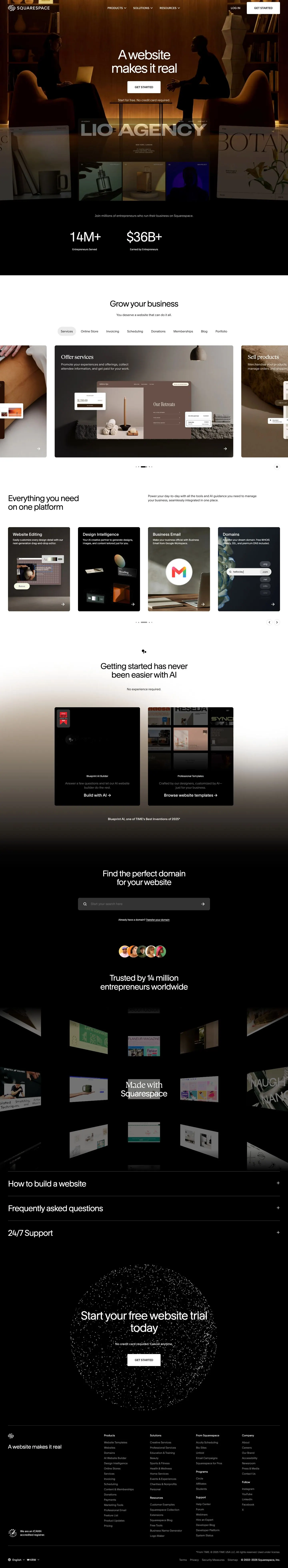 Squarespace — Landing page