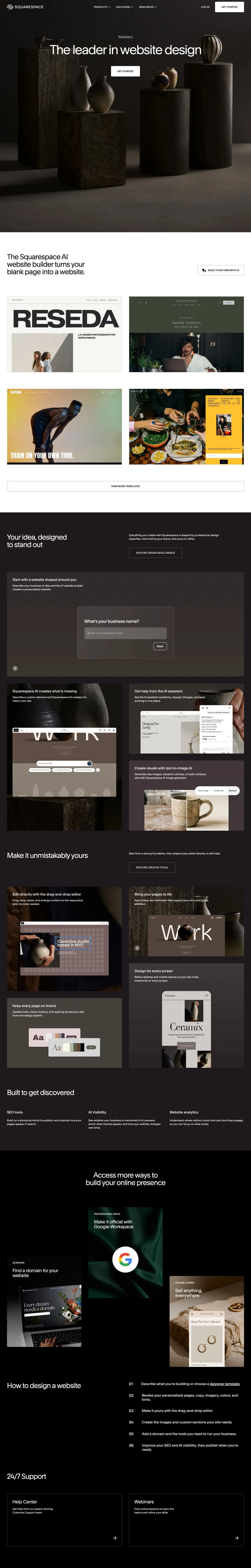 Squarespace — Landing page