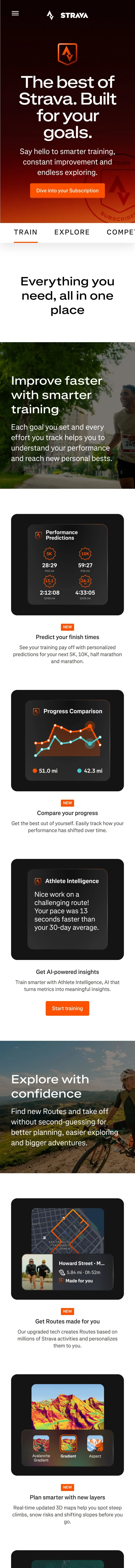 Strava — Landing page