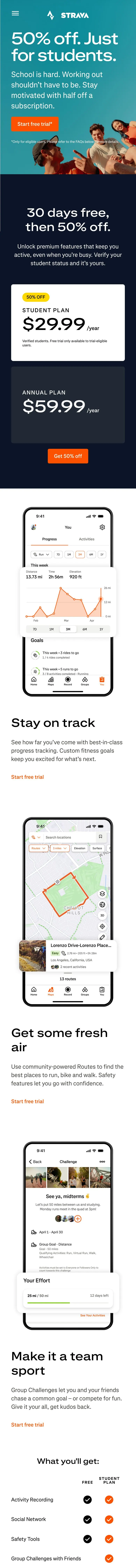 Strava — Landing page