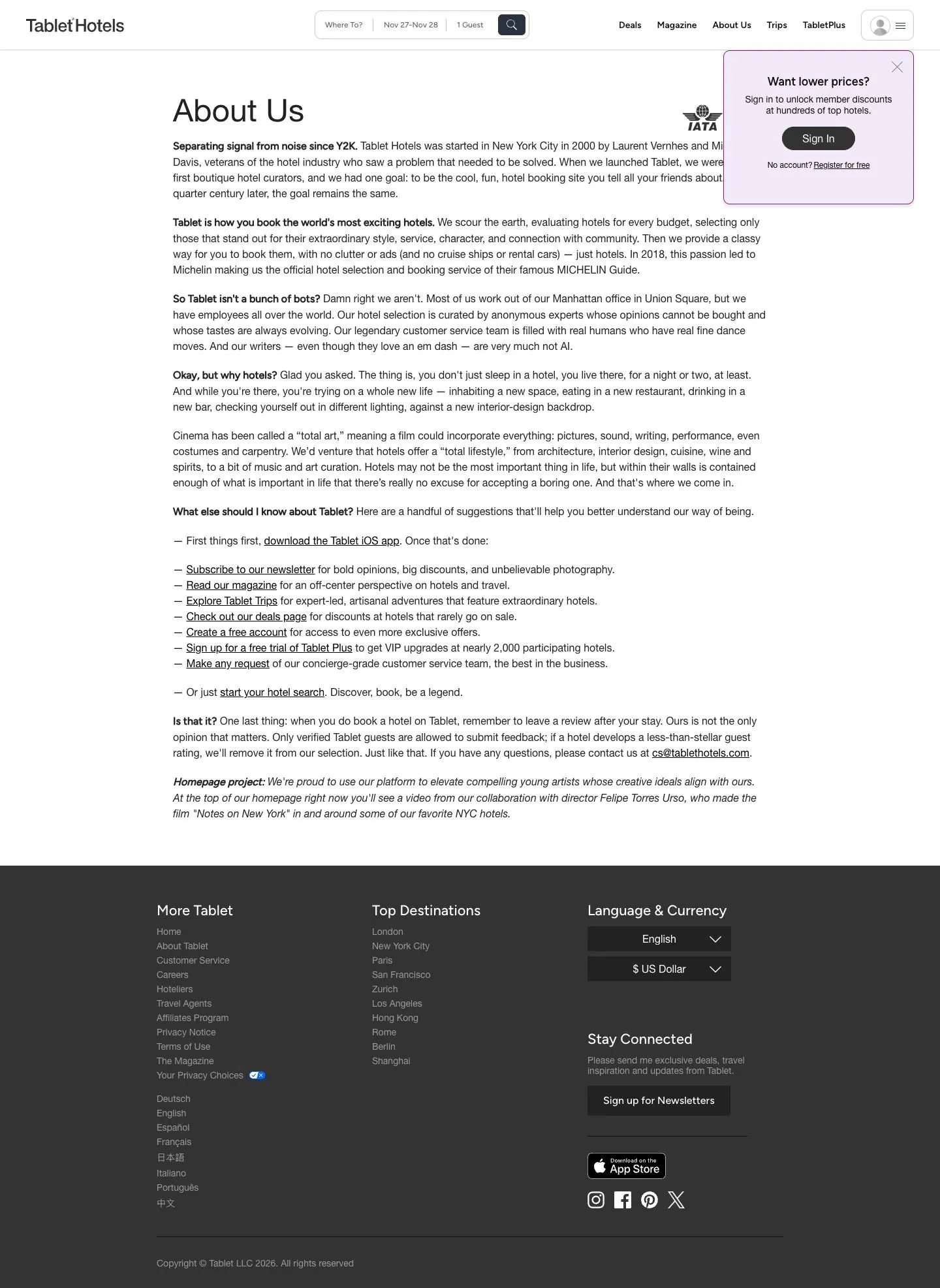 tablethotels.com — Biz haqimizda