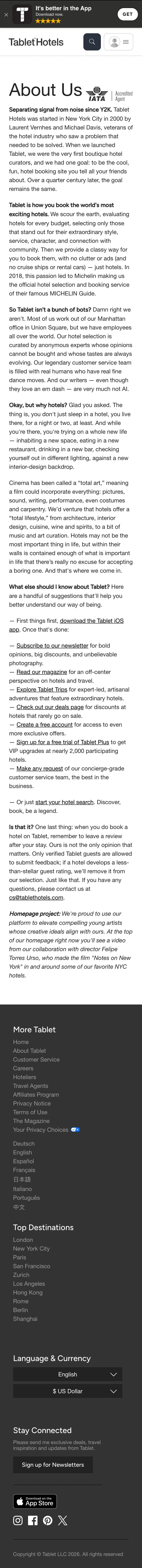 tablethotels.com — Biz haqimizda