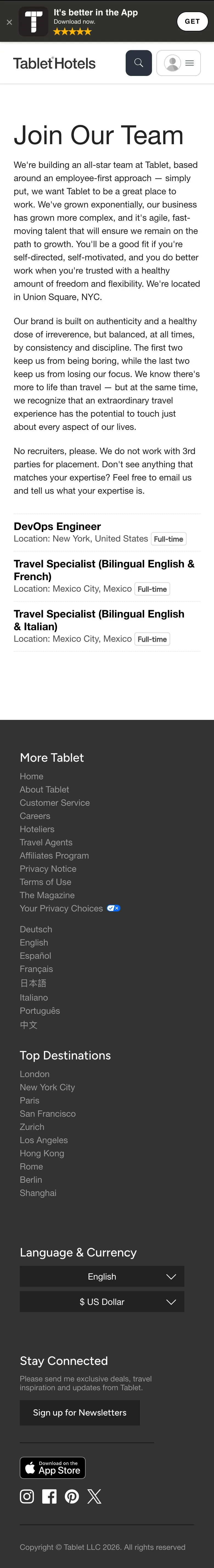 tablethotels.com — Careers