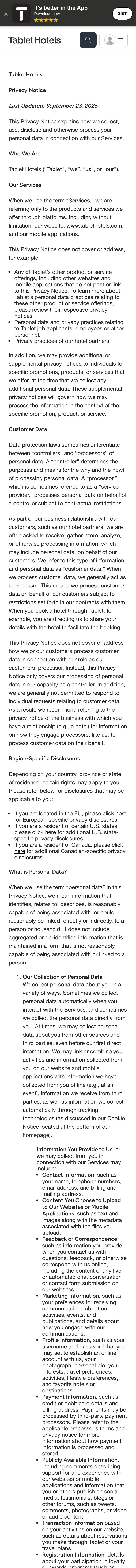 tablethotels.com — Legal