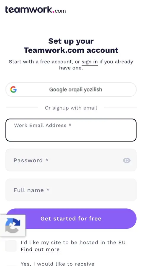 Sign up