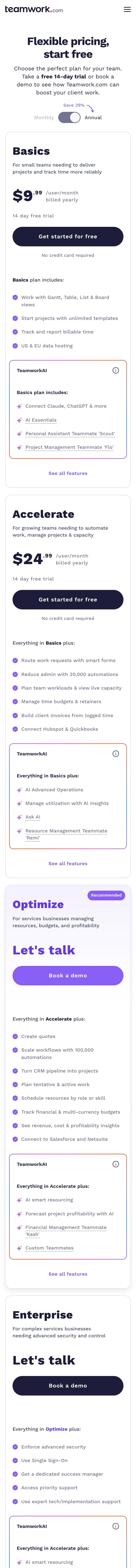 Teamwork.com — Pricing