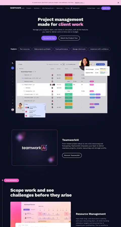 Teamwork.com — Landing page