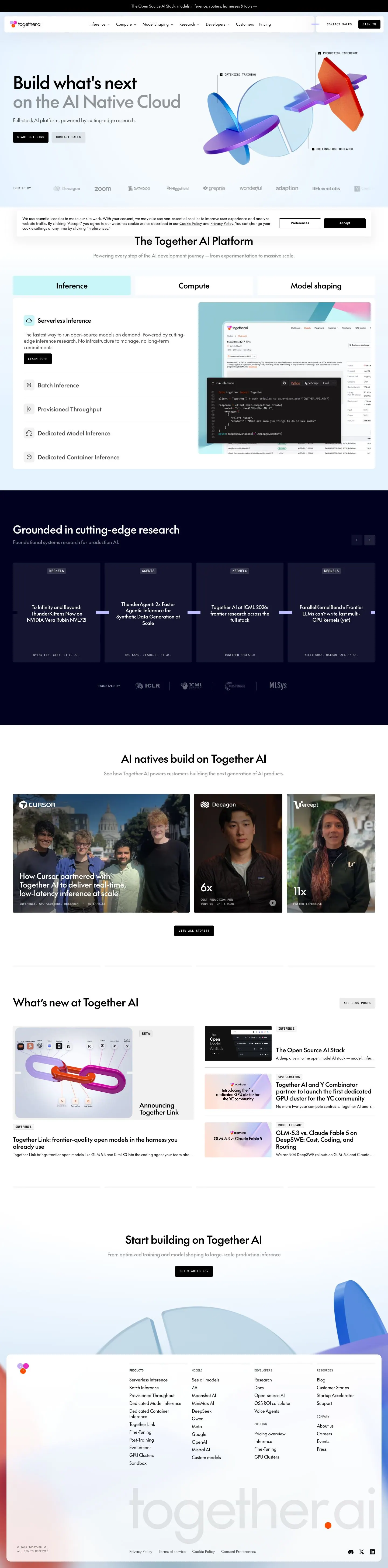 together.ai — Landing sahifa