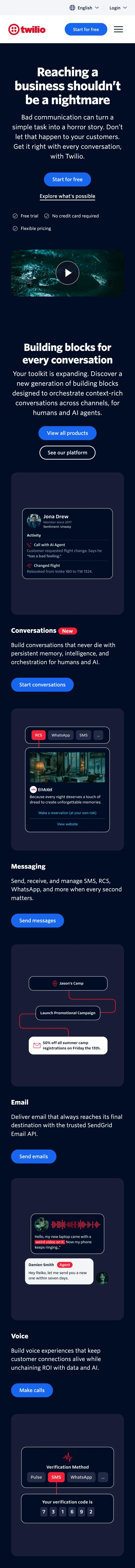 Twilio — Landing page