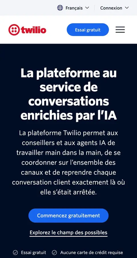 Twilio — Landing sahifa