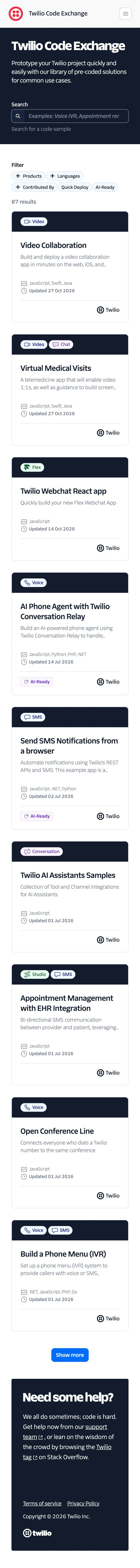 Twilio — Katalog
