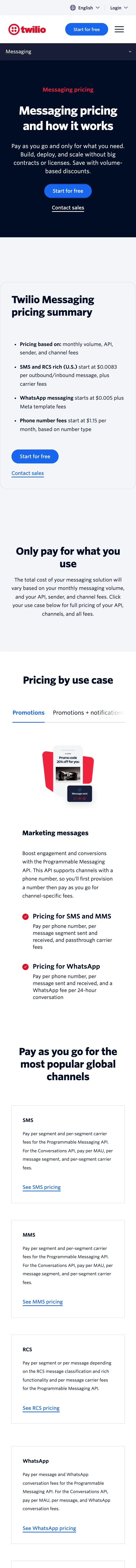 Twilio — Narxlar
