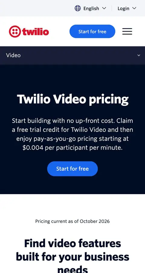 Twilio — Narxlar