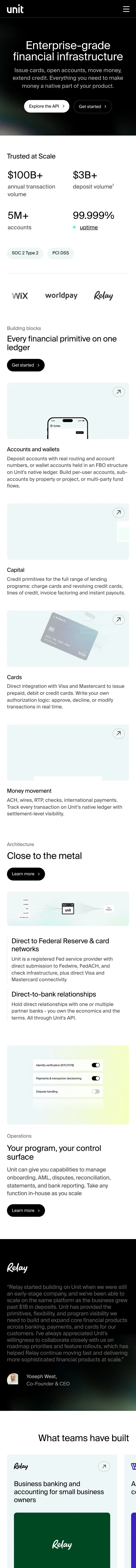 Unit — Landing page