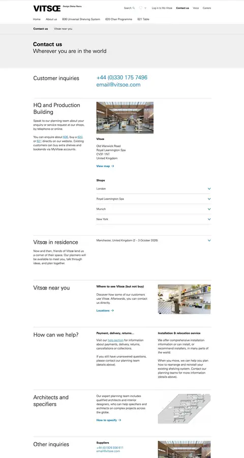 vitsoe.com — Aloqa